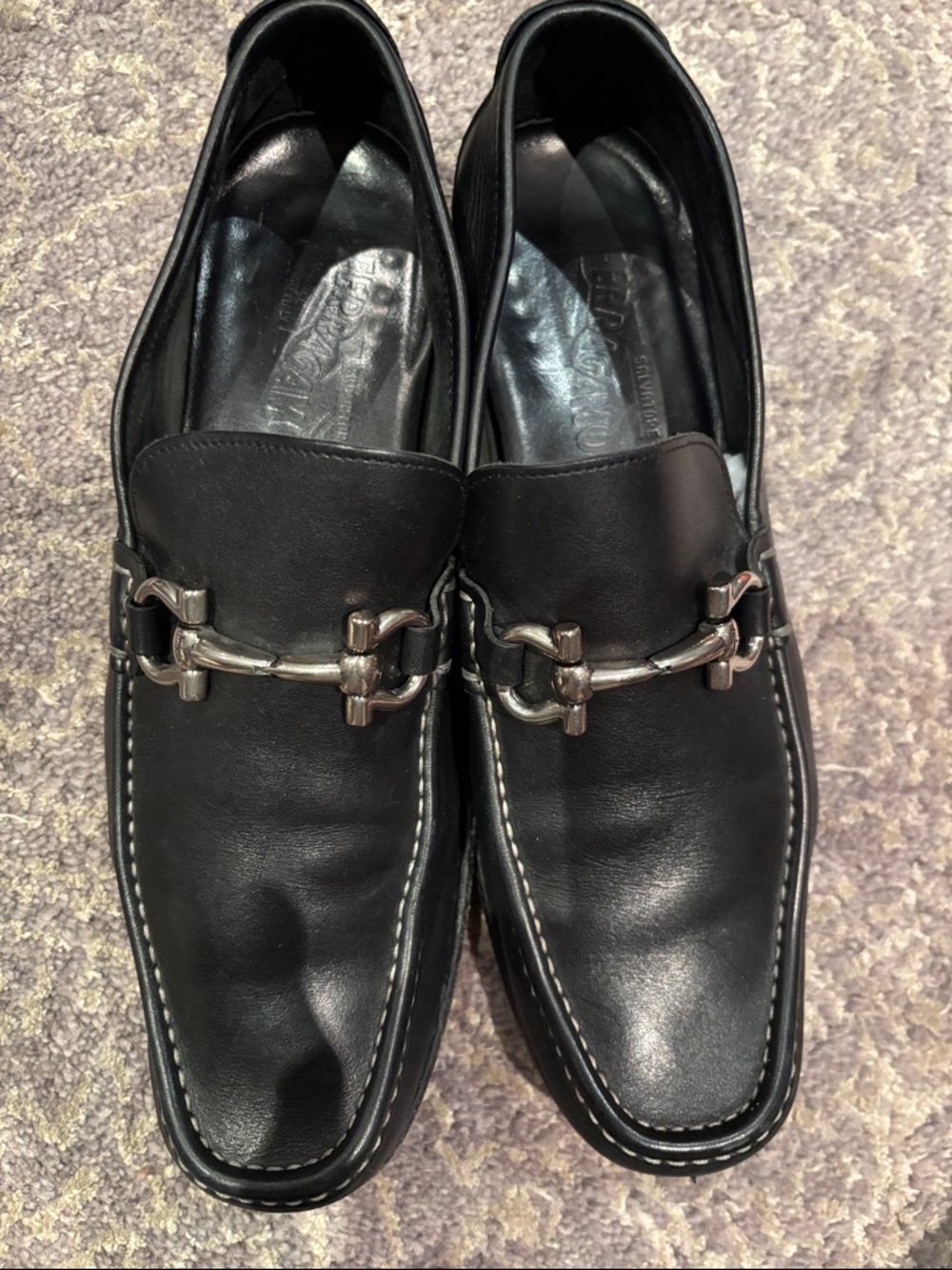 Salvatore Ferragamo Black Leather Metal Bit Loafers - Picture 3 of 14